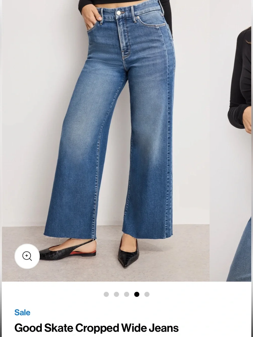 Good American Good Skate Cropped Wide Jeans size 6 NEW WITH TAGS - Picture 1 of 5